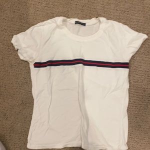 White Brandy Melville striped tee